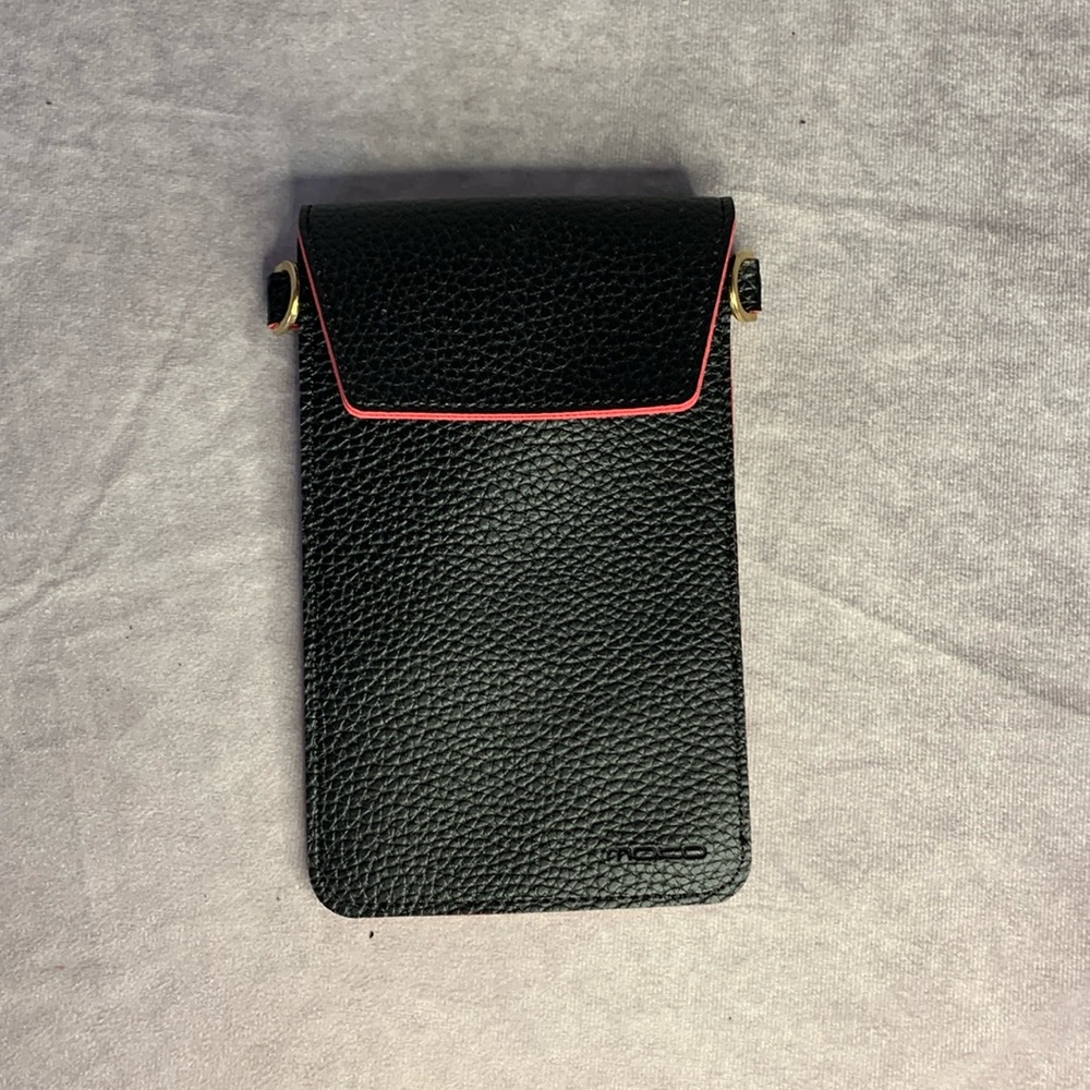 NWOT Black Pleather Purse Pouch Phone Bag